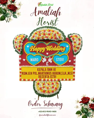 Karangan Papan Bunga Pernikahan di Jolotigo